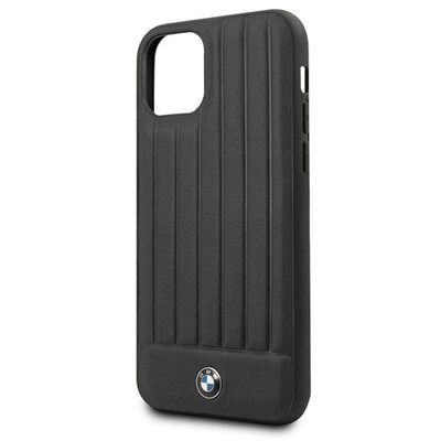 BMW iPhone 11 Pro csíkos fekete kemény bőrtok