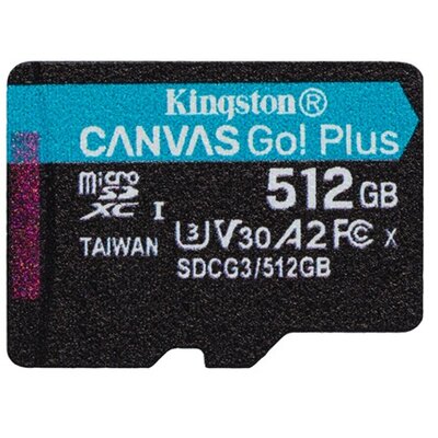 Kingston 512GB SD micro Canvas Go! Plus (SDXC Class 10 UHS-I U3) (SDCG3/512GBSP) memória kártya