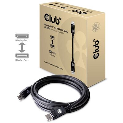 CLUB3D DisplayPort 1.4 HBR3 - DisplayPort 1.4 HBR3 8K 28AWG 3m kábel