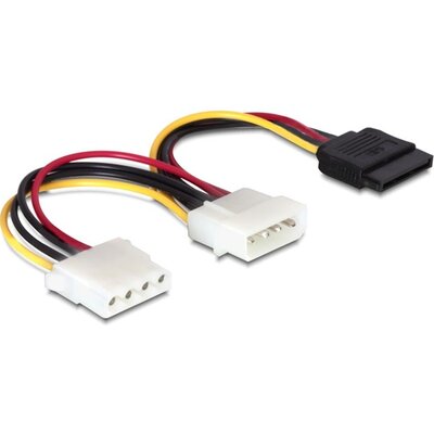 Delock 60103 15 tűs SATA HDD – 2x 4 tűs Molex apa/anya 16,5cm tápkábel