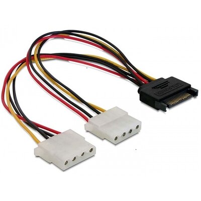 Delock 65159 15 tűs SATA (apa) – 2 db 4 tűs Molex (anya) 20 cm hálózati kábel