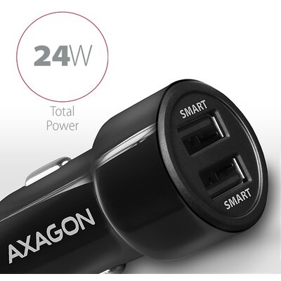 Axagon PWC-5V5 2.4A + 2.4A fekete autós töltő