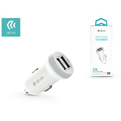 Devia ST330810 Devia Smart dual port USB 3.1A/2xUSB kimenettel fehér autós töltő