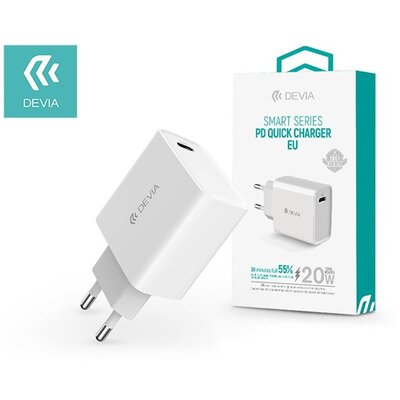 Devia ST346286 20W 3.0 QC USB Type-C fehér hálózati gyorstöltő adapter