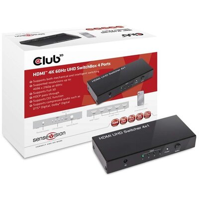 CLUB3D SenseVision HDMI 2.0 4 portos UHD Switchbox