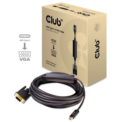 CLUB3D USB Type C - D-SUB Active 5m kábel