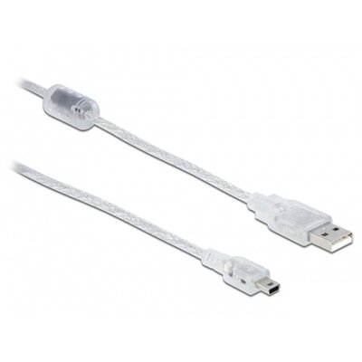 Delock 83904 USB-A 2.0 apa > USB 2.0 Mini-B apa 0,5m áttetsző kábel