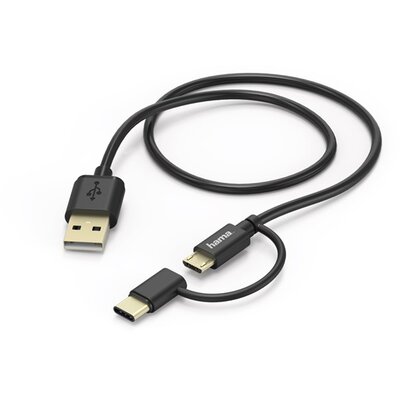 Hama 178327 micro USB - USB Type-C 2in1 fekete 1m adatkábel