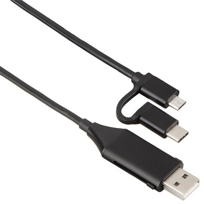 Hama 4 az 1-ben (USB, USB Type-C, micro USB + OTG) 1m fekete adatkábel