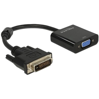 Delock 65658 DVI-D 24+1-dugós apa - VGA anya fekete adapter