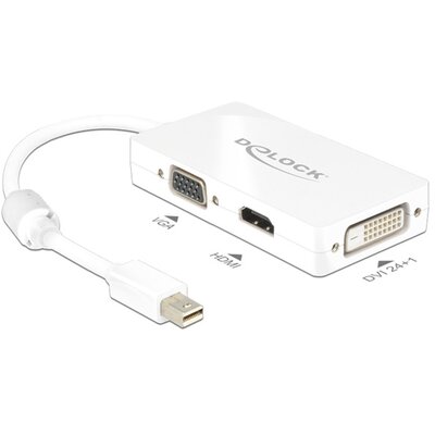 Delock 62630 passzív fehér adapter mini displayport apa > VGA / HDMI / DVI anya