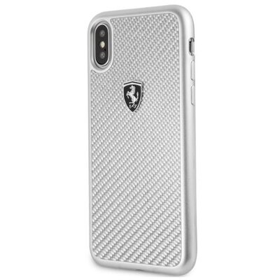 Ferrari Heritage iPhone X/XS ezüst kemény/valódi karbon tok