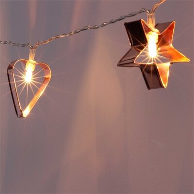 Iris Csillag+szív alakú fém/2m/meleg fehér/10db LED-es/3xAA elemes fénydekoráció