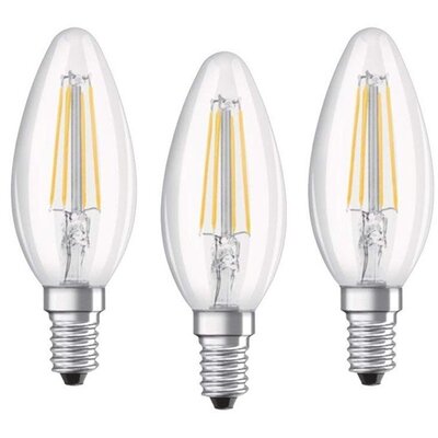 Osram Base átlátszó üveg búra/4W/470lm/2700K/E14/dobozos LED gyertya izzó 3 db