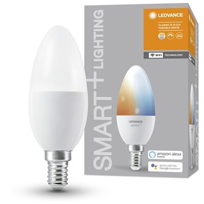 Ledvance Smart+ Wifi vezérlésű 5W állítható színhőmérsékletű E14 dimmelhető gyertya LED fényforrás