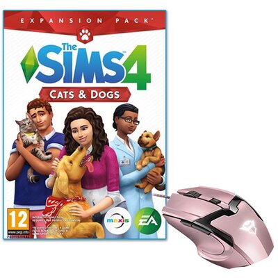 The SIMS 4 Cats & Dogs PC játékszoftver + Trust GXT 101P Gav USB gamer pink egér csomag