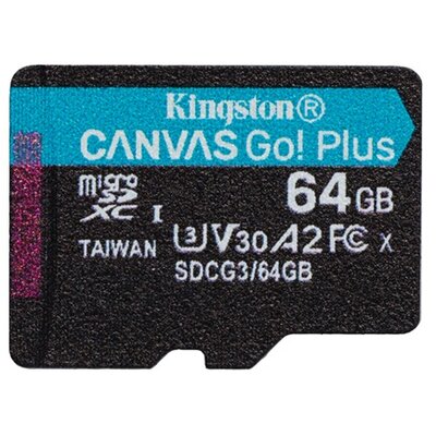 Kingston 64GB SD micro Canvas Go! Plus (SDXC Class 10 UHS-I U3) (SDCG3/64GBSP) memória kártya