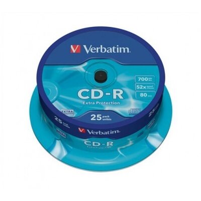VERBATIM CDV7052B25DL CD-R DataLife cake box CD lemez 25db/csomag