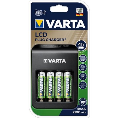 Varta 57687101441 LCD Plug Charger/4db AA 2100mAh akku/akku töltő