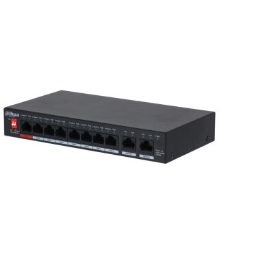 Dahua PFS3010-8GT-96-V2 1x 100/1000(Hi-PoE/PoE+/PoE)+7x 100/1000(PoE+/PoE)+2x gigabit uplink, 96W PoE switch