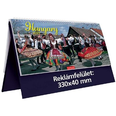 Kalendart 2022-es T054 Hungary álló kék asztali naptár