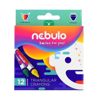 Nebulo háromszög alakú 12db-os vegyes színű zsírkréta készlet