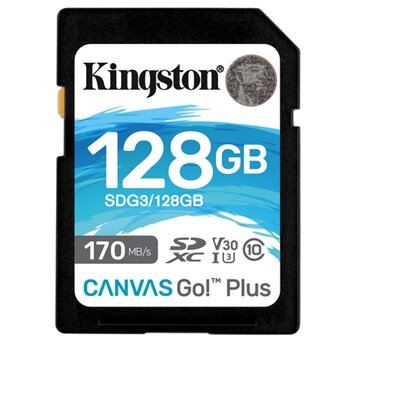 Kingston 128GB SD Canvas Go Plus (SDXC Class 10 UHS-I U3) (SDG3/128GB) memória kártya