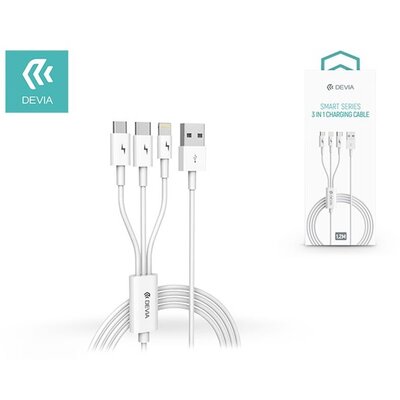 Devia ST329975 SMART 3in1 micro USB/Type-C/Lightning 1,2m töltőkábel