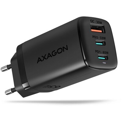 Axagon ACU-DPQ65 GaN USB-A + 2xUSB-C PD3.0/QC4+/PPS/Apple 65W hálózati töltő