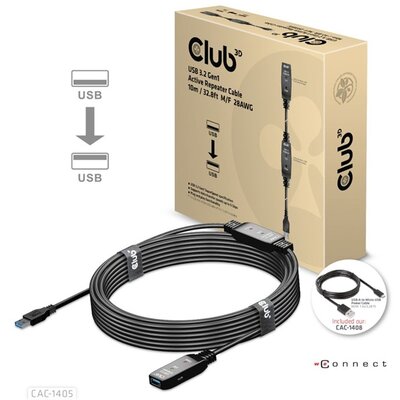 CLUB3D USB 3.2 Active Repeater 10m kábel