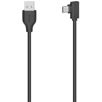 Hama USB 2.0 Type-C - USB A 0,75m fekete derékszögű adatkábel