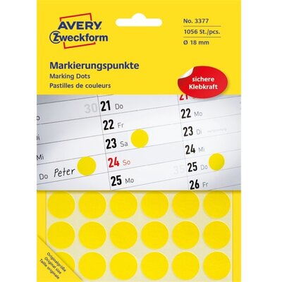 Avery 3377 18mm 1056db-os sárga jelölőpont