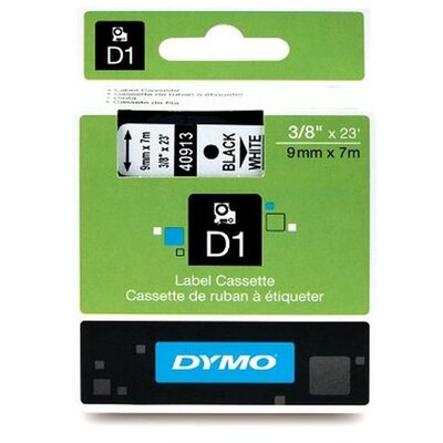 Dymo D1 9mmx7m fehér/fekete feliratozógép szalag