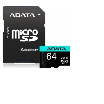 ADATA 64GB SD micro Premier Pro (SDXC Class 10 UHS-I U3) (AUSDX64GUI3V30SA2-RA1) memória kártya adapterrel