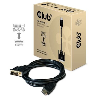 CLUB3D DVI - HDMI 1.4 2m kétirányú kábel