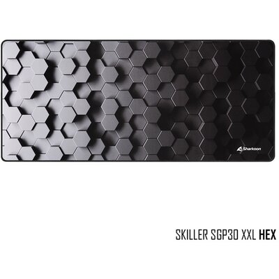 Sharkoon Egérpad - Skiller SGP30 XXL HEX (900 x 400 x, 2,4 mm; varrott szélek; fekete)