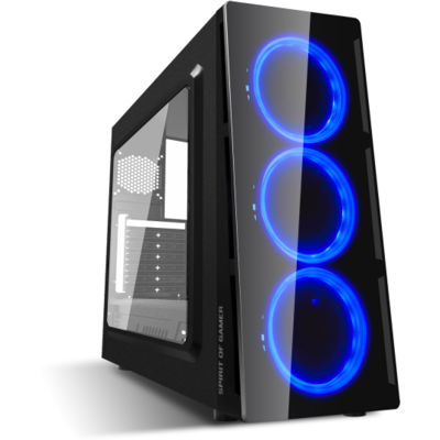 Spirit of Gamer Számítógépház - Deathmatch V Blue (fekete, ablakos, 3x12cm ventilátor, ATX, mATX, 1xUSB3.0, 1xUSB2.0)