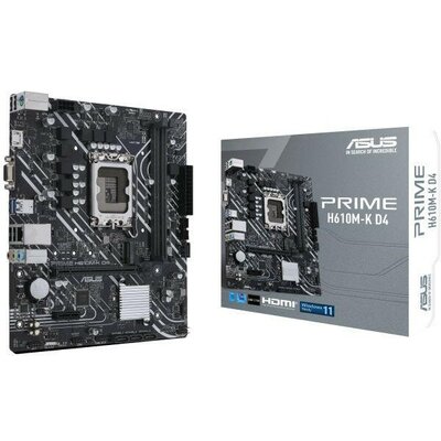 Asus Alaplap - Intel PRIME H610M-K D4 s1700 (H610, 2xDDR4 3200MHz, 4xSATA3, 1xM.2, HDMI+VGA)