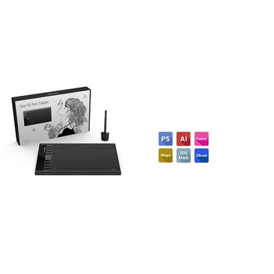 XP-PEN Grafikus tábla - Star 03 V2 (10"x6", 5080 LPI, PS 8192, 266 RPS, 8 gomb, USB)