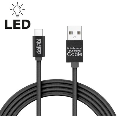 Delight kábel - USB Type-C töltőkábel, 1m, fekete