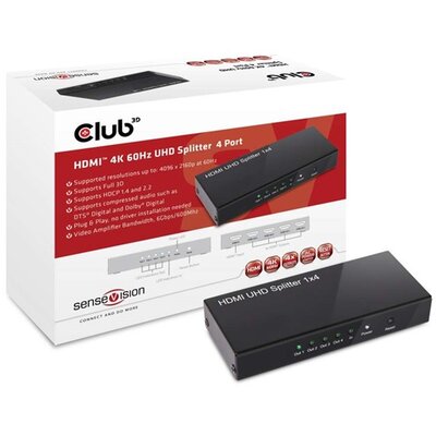 Club3D HDMI 2.0 4K60Hz UHD Splitter 4 Ports