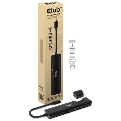 Club3D USB-C 7in1 Hub HDMI 4K60Hz SD TF Card slot 2x USB-A + USB-C PD RJ45