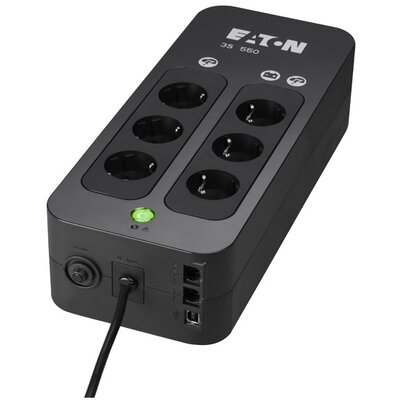 EATON szünetmentes 550VA - 3S550DIN (6 Schuko kimenet, Standby, USB, vonal védelem, szoftver)