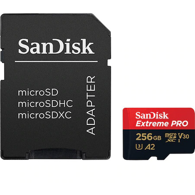 Sandisk EXTREME PRO MICROSDXC 256GB+SD ADAPTER 200MB/S 140MB/S A2 C10 V