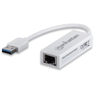 Manhattan Kábel átalakító - USB2.0 to RJ45 (10/100, Fehér)