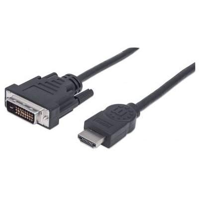 Manhattan Kábel - HDMI to DVI ( 1,8m; HDMI 19 pin - DVI-D Dual Link, Fekete)