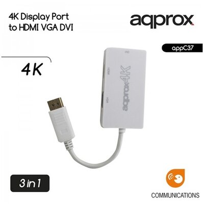 APPROX Kábel átalakító - Display Port to HDMI/VGA/DVI 4K