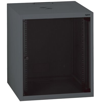 Legrand Rackszekrény - 10" fali kivitel (6U, 362x320x300, antracit, egyrekeszes, üvegajtós, készre szerelt, max: 12 kg)