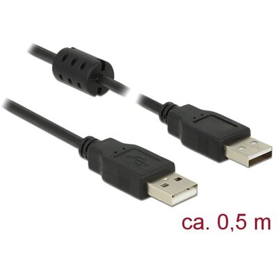 Delock Kábel - 84888 (USB-A - USB-A, apa/apa, fekete, 0,5m)