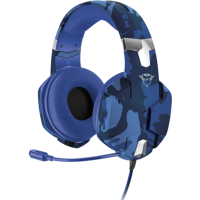 Trust Fejhallgató - GXT 322B Carus (mikrofon; hangerőszabályzó; 3.5mm jack; nagy-párnás; kék, PS4)